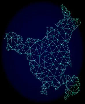 Polygonal Network Mesh Vector Abstract Map of Haryana State Stock Illustration