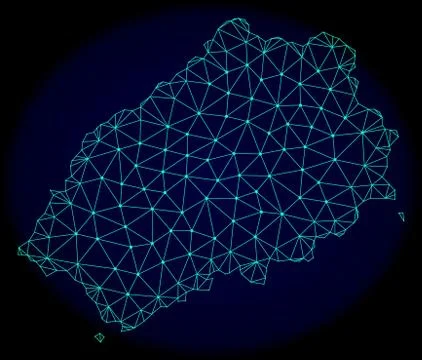 Polygonal Network Mesh Vector Abstract Map of Saint Helena Island Stock Illustration