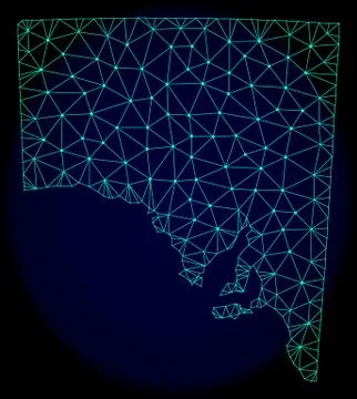 Polygonal Network Mesh Vector Abstract Map of South Australia Stock Illustration
