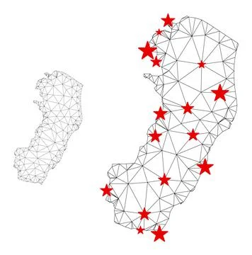 Polygonal Network Mesh Vector Espirito Santo State Map with Stars Stock Illustration