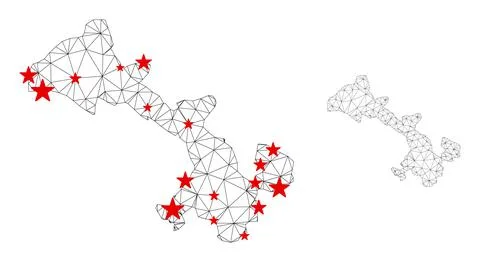 Polygonal Network Mesh Vector Gansu Province Map with Stars Stock Illustration