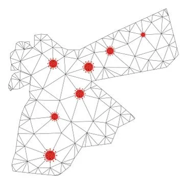 Polygonal Network Mesh Vector Jordan Map with Coronavirus Stock Illustration