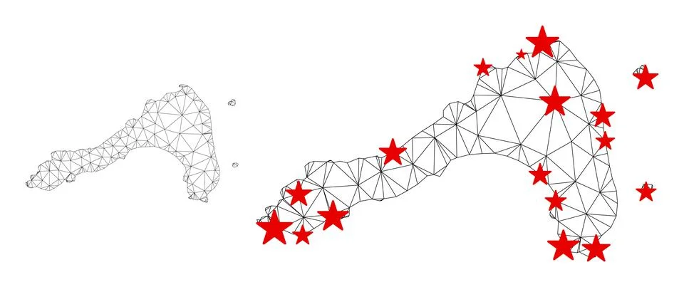 Polygonal Network Mesh Vector Koh Lipe Map with Stars Stockillustratie