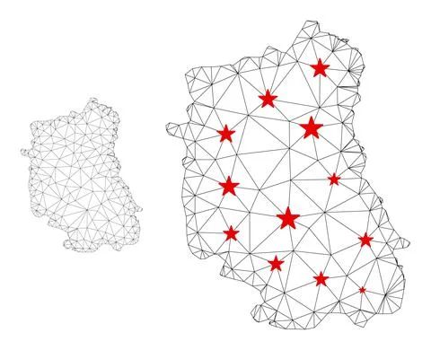 Polygonal Network Mesh Vector Lublin Voivodeship Map with Stars Stock Illustration
