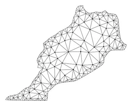 Polygonal Network Mesh Vector Map of Morocco Stock Illustration