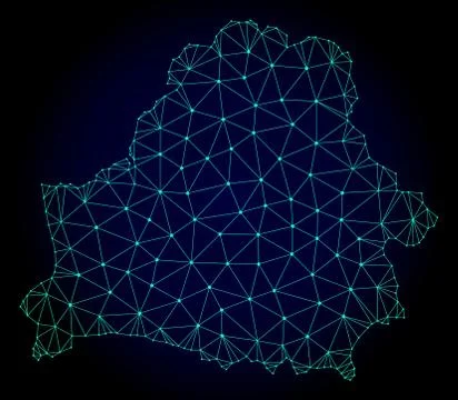 Polygonal Network Mesh Vector Map of Belarus Stock Illustration