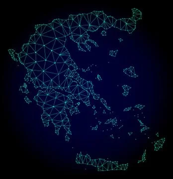 Polygonal Network Mesh Vector Map of Greece Stock Illustration
