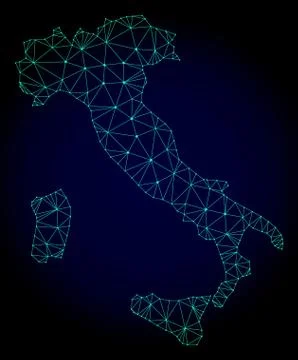 Polygonal Network Mesh Vector Map of Italy Stock Illustration