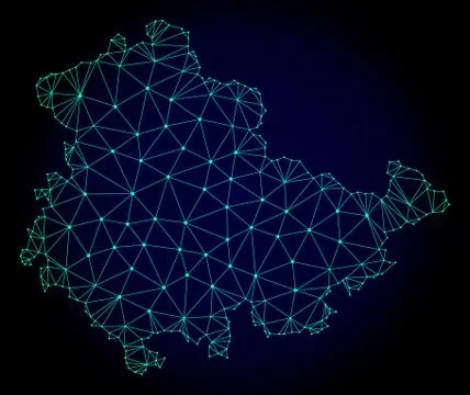 Polygonal Network Mesh Vector Map of Thuringia State Stock Illustration