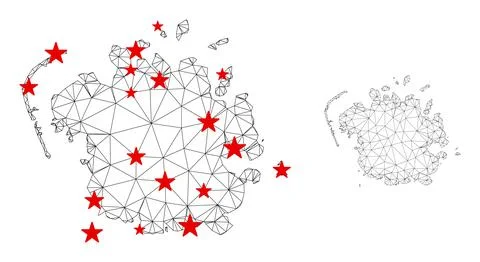 Polygonal Network Mesh Vector Micronesia Island Map with Stars Stock Illustration