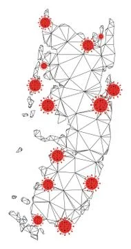 Polygonal Network Mesh Vector Pemba Island Map with Coronavirus Stockillustratie