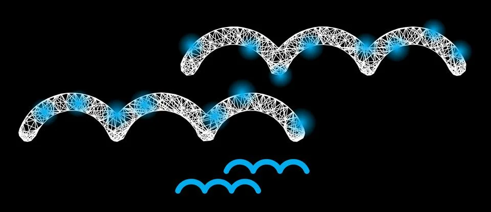 Polygonal Network Mesh Water Surface with Magic Stock Illustration