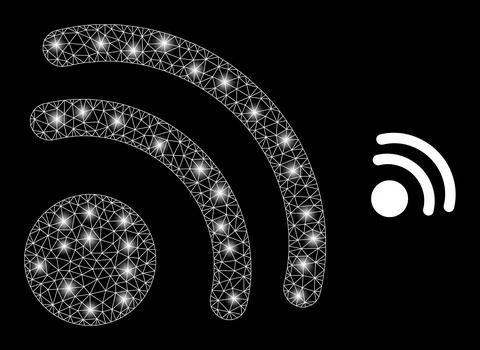Polygonal Network Mesh Wireless Internet Point with Magic Stock Illustration