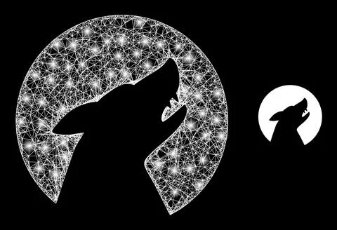 Polygonal Network Mesh Wolf with Light Spots Stock Illustration