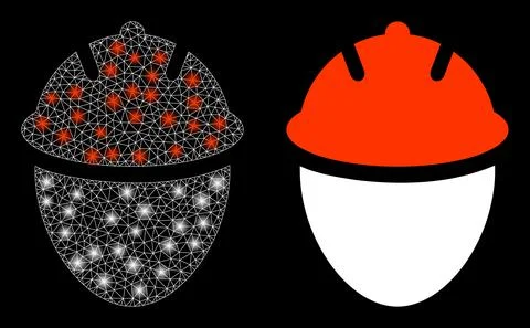 Polygonal Network Mesh Worker Head with Lightspots Illustrazione stock