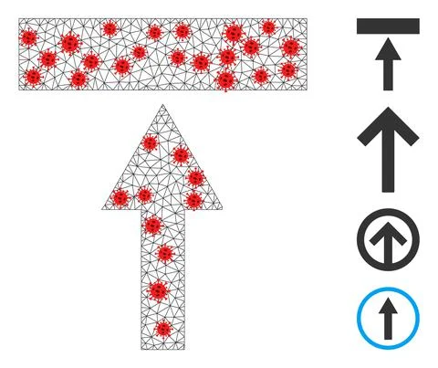 Polygonal Network Move Top Icon with Covid Elements Ilustración de archivo