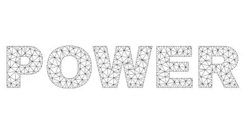 Polygonal Network POWER Text Label Stock Illustration