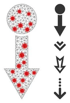 Polygonal Network Pull Down Pictogram with Coronavirus Nodes イラスト素材