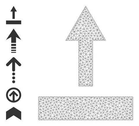 Polygonal Network Pull Up Icon with Simple Glyphs 스톡 일러스트