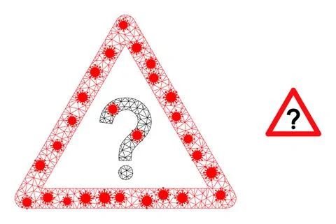 Polygonal Network Question Warning Icon with Infection Centers Illustrazione stock