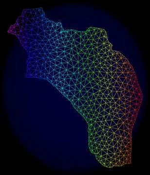 Polygonal Network Rainbow Mesh Vector Map of Argentina - La Rioja 스톡 일러스트
