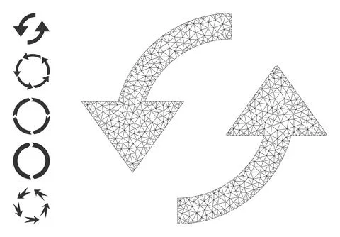 Polygonal Network Refresh Icon with Simple Glyphs Illustrazione stock