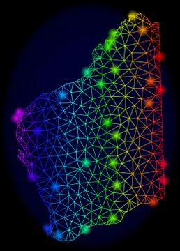 Polygonal Network Spectrum Mesh Vector Map of Western Australia with Colorful Stock Illustration