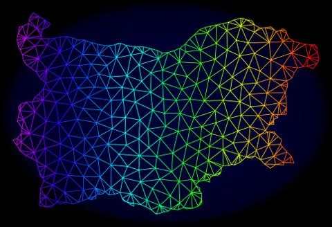 Polygonal Network Spectrum Mesh Vector Map of Bulgaria Stock Illustration