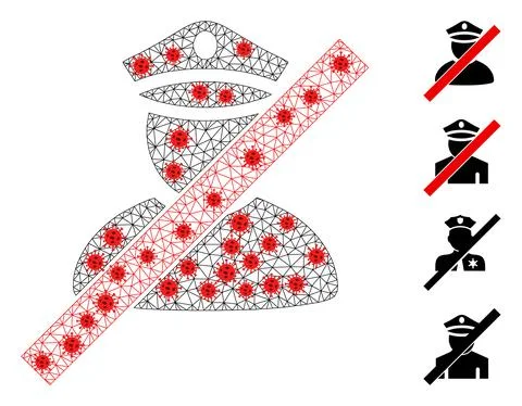 Polygonal Network Wrong Police Man Pictogram with Infection Nodes Stock Illustration