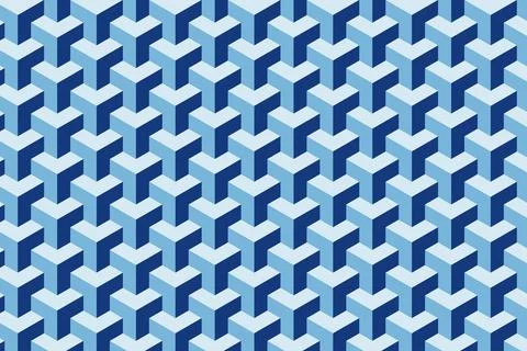 Polygonal pattern with 3d geometric shapes in blue colors vector illustration Stock Illustration