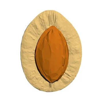 Polygonal pattern of avocado isolated on white background. Front view. 3D. Stock Illustration