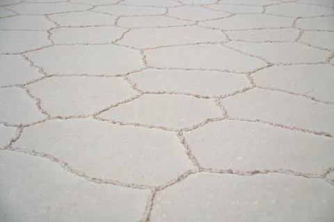Polygonal patterns on salt flat Foto stock