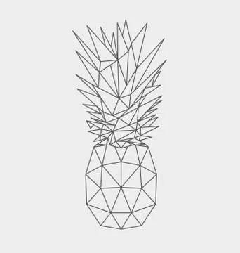Polygonal pineapple fruit isolated on white background. Vector illustration Stock Illustration