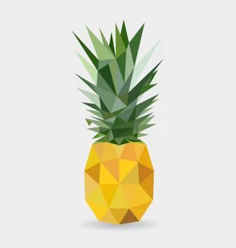 Polygonal pineapple fruit isolated on white background. Vector illustration Stock Illustration