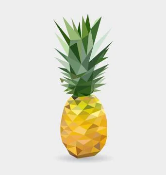 Polygonal pineapple fruit isolated on white background. Vector illustration Stock Illustration