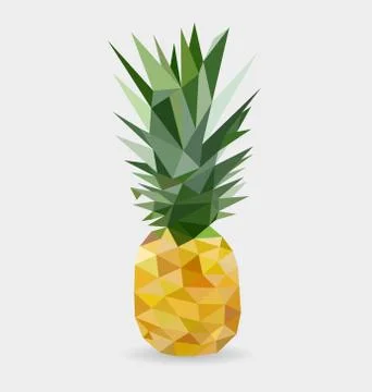 Polygonal pineapple fruit isolated on white background. Vector illustration Stock Illustration