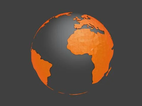 Polygonal planet. 3d render earth globe illustration. Low poly design. Stock-Illustration