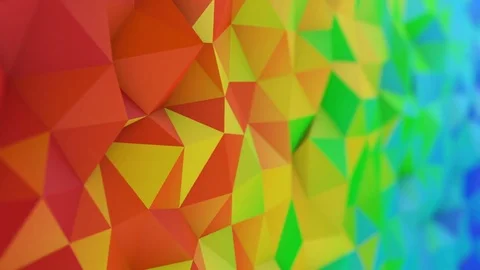 Polygonal rainbow gradient surface loopable 3D animation 4k UHD (3840x2160) Stock Footage 80841350