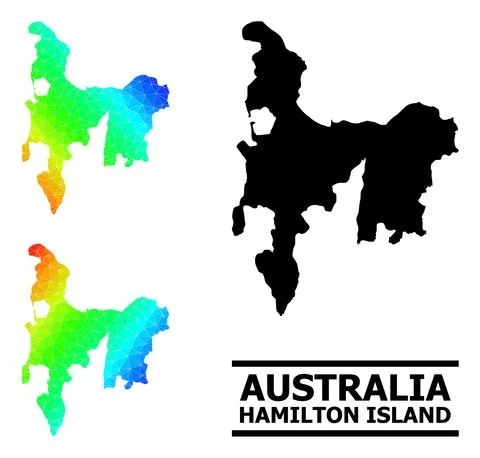 Polygonal Rainbow Map of Hamilton Island with Diagonal Gradient イラスト素材