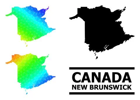 Polygonal Rainbow Map of New Brunswick Province with Diagonal Gradient イラスト素材