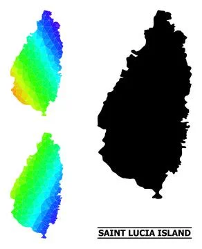 Polygonal Rainbow Map of Saint Lucia Island with Diagonal Gradient イラスト素材