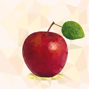 Polygonal red apple in vector Stock Illustration