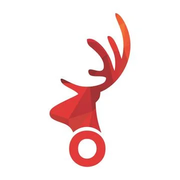 Polygonal red head O deer logo and vector icon Illustrazione stock