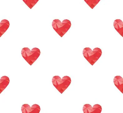 Polygonal red hearts Stock Illustration