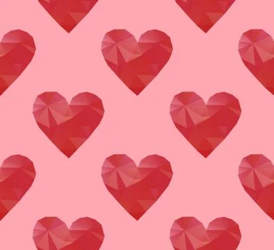 Polygonal red hearts Stock Illustration