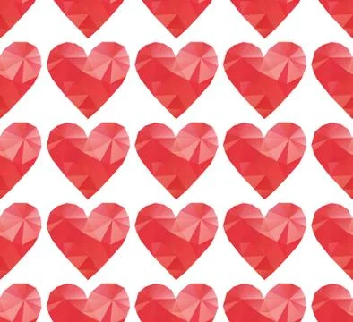 Polygonal red hearts Stock Illustration