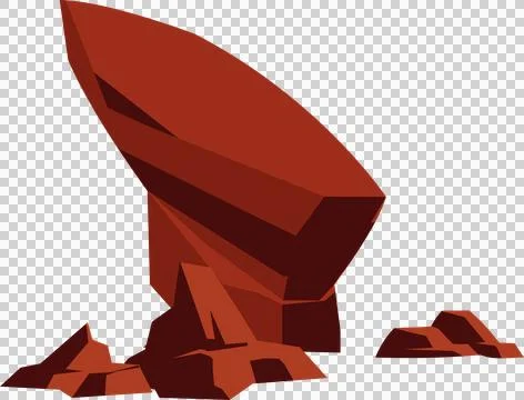 Polygonal red monolith is being shown in flat design with tilted cap, two Stock Illustration