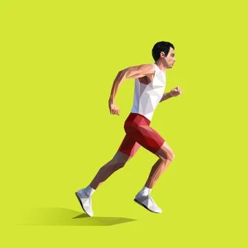 Polygonal running man. Vector geometric illustration Stock Illustration