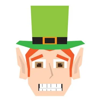 Polygonal scared irish elf head Illustrazione stock
