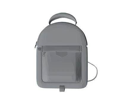 Polygonal of School backpack. Black and white rucksack. Front view travel bag Stock Illustration